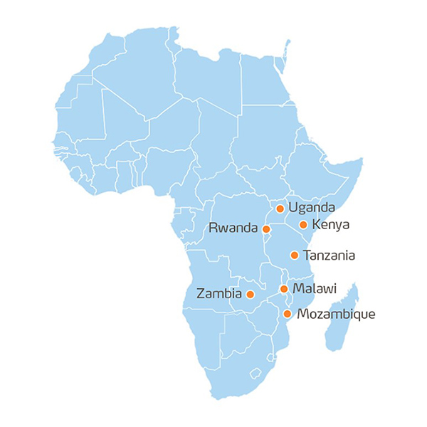 Map showing where Action Africa takes place